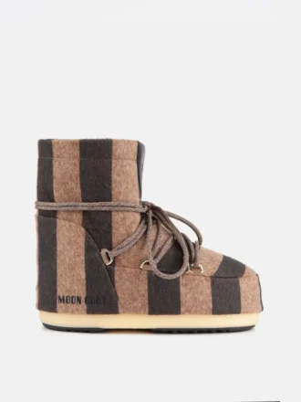 Jacquemus + Moon Boot Icon Low beige gestreepte vilten laarzen