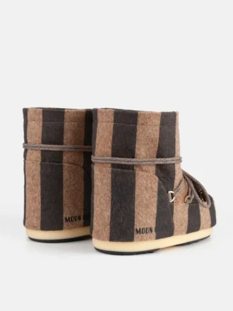 Jacquemus + Moon Boot Icon Low beige gestreepte vilten laarzen