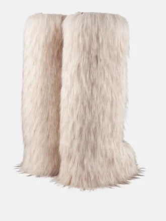 Jacquemus + Moon Boot Icon Yeti hoge witte laarzen van imitatiebont