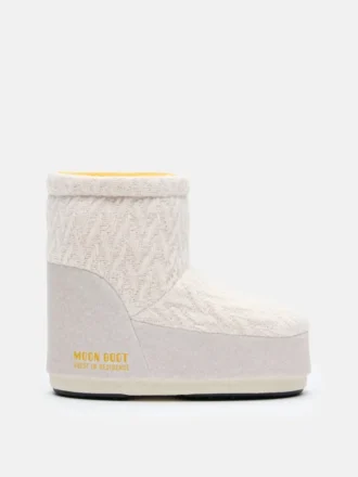 Moon Boot X Guest in Residence Icon Low No Lace White Sand gebreide laarzen